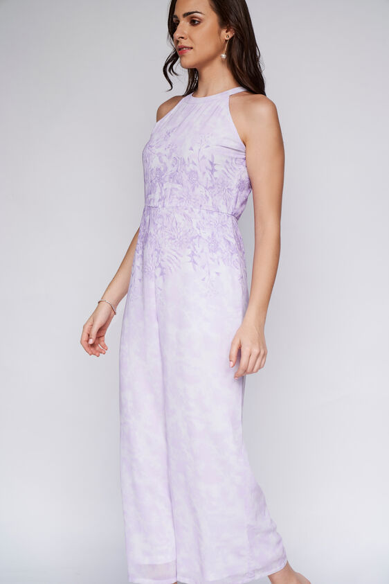 Lilac Floral Straight Jumpsuit, Lilac, image 4